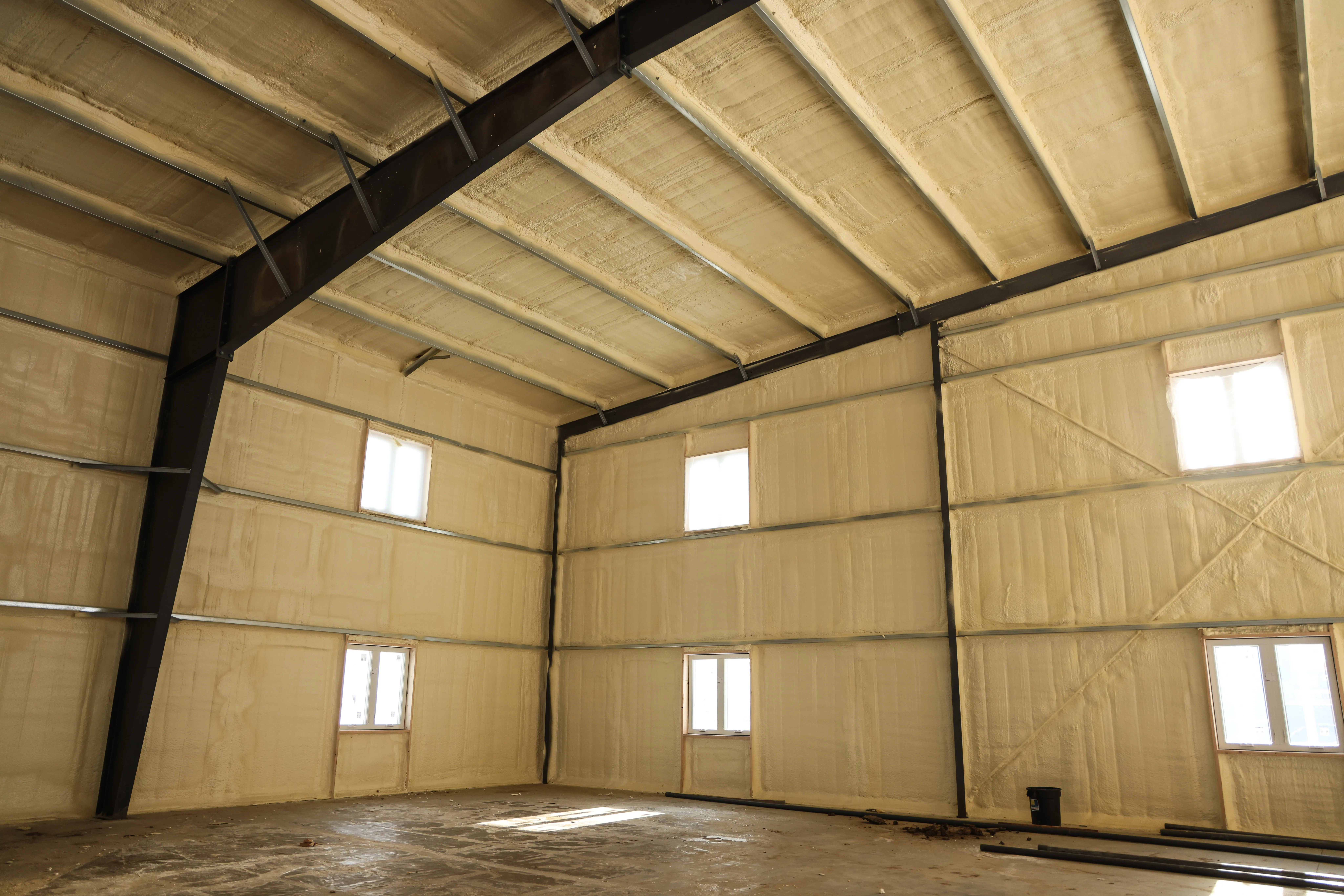 Spray foam installed at a roof deck